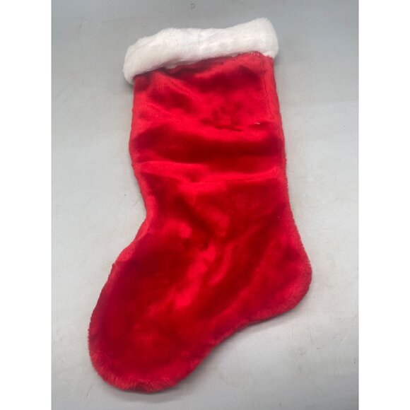 Christmas stocking foe fur solid red white decor 19" READ - Picture 2 of 5